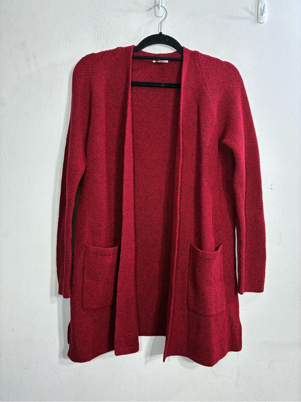 J. Jill Deep Red Open-Front Cardigan with Pockets